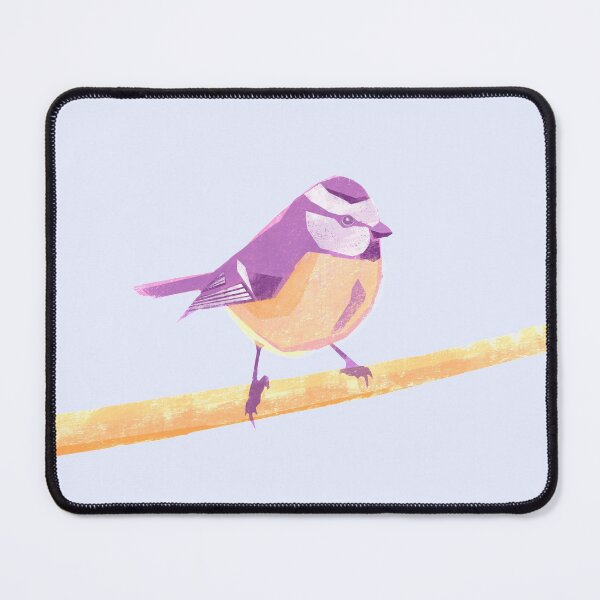 Item preview, Blue tit illustration purple, yellow and pink colored bird designed and sold by ColorsHappiness.