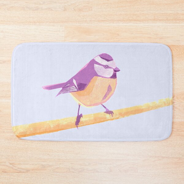 Item preview, Blue tit illustration purple, yellow and pink colored bird designed and sold by ColorsHappiness.
