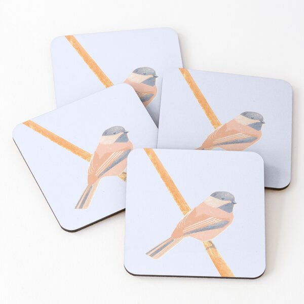 Item preview, Great tit illustration beige, blue and pink colored bird designed and sold by ColorsHappiness.