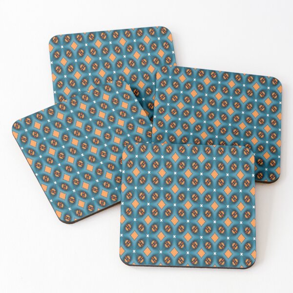 Item preview, various surface pattern prepared in orange on a blue background designed and sold by TeeFashionShop.
