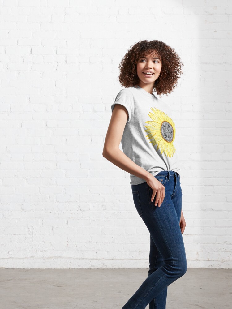 Alternate view of Golden Mandala Sunflower Classic T-Shirt