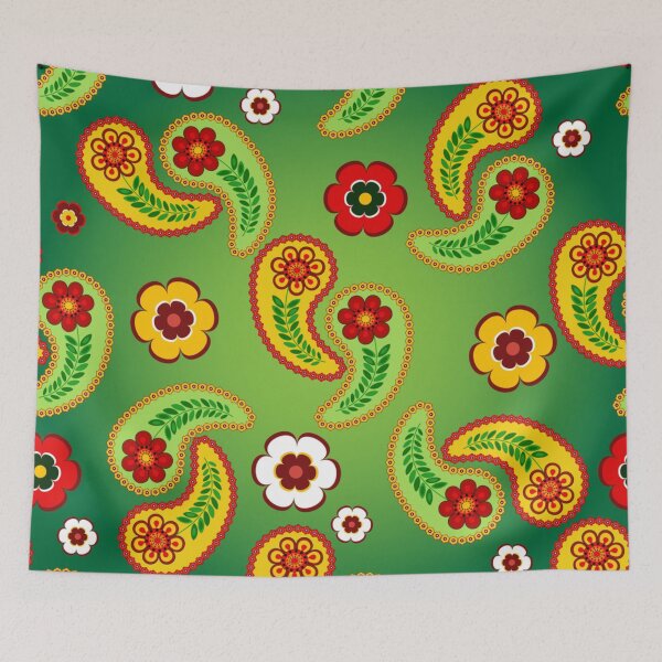 Item preview, Vivid green seamless floral pattern with paisley and flowers designed and sold by TeeFashionShop.