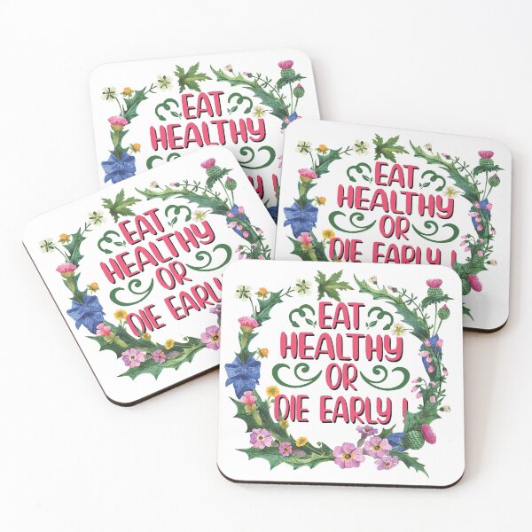 Item preview, Eat Healthy or Die Early Floral Watercolor Shadow designed and sold by bumperapparels.