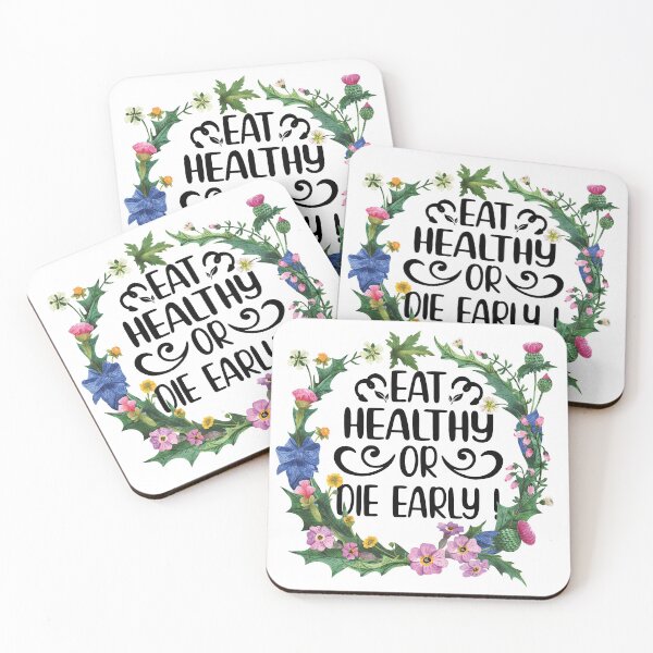 Item preview, Eat Healthy or Die Early Floral Watercolor designed and sold by bumperapparels.