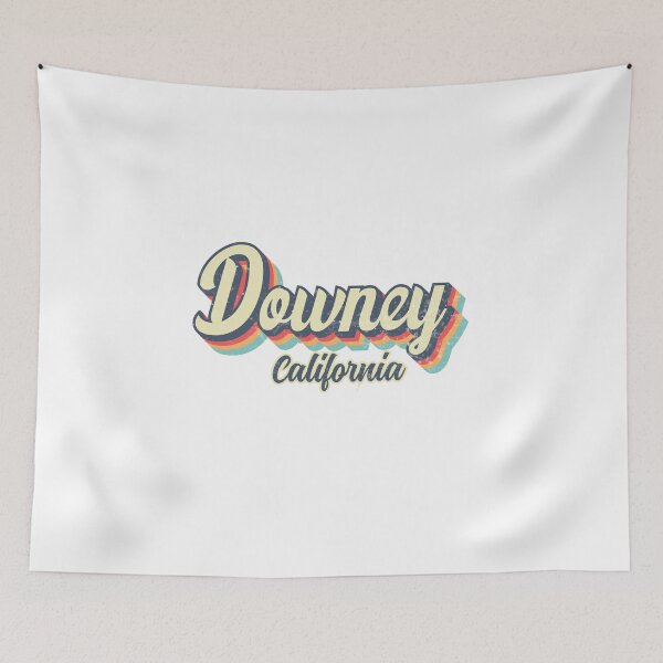Item preview, Downey city California Retro Vintage 70s rainbow designed and sold by Teelogic.