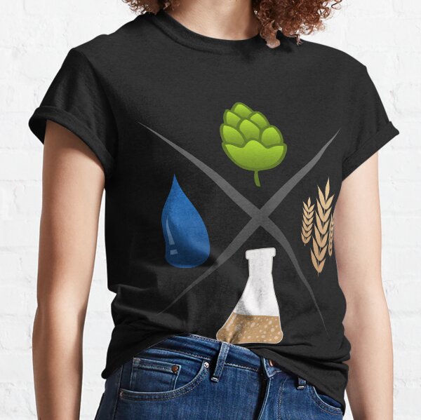 Homebrewing Ingredients Water, Grain, Hops and Yeast Classic T-Shirt