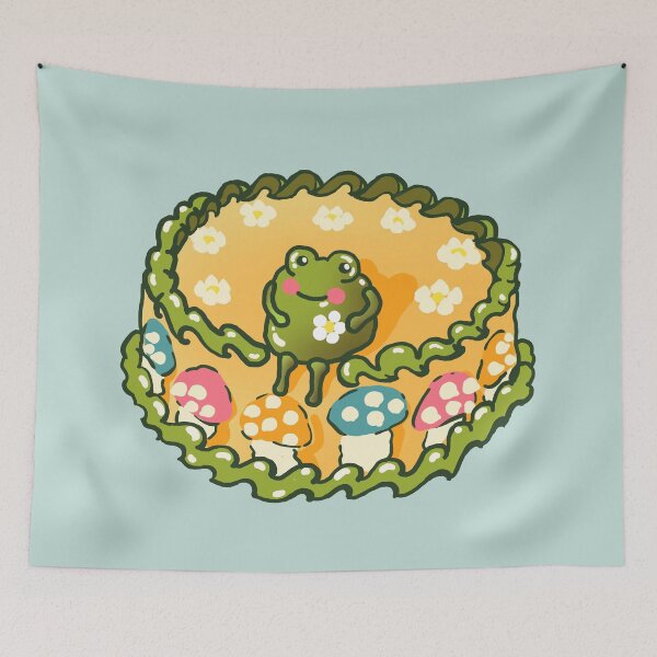 Item preview, Goblincore Aesthetic Cottagecore Stupid Cute Frog Birthday Cake -Happy Birthday Party - Mycology Fungi Shrooms Mushrooms designed and sold by Nossikko.
