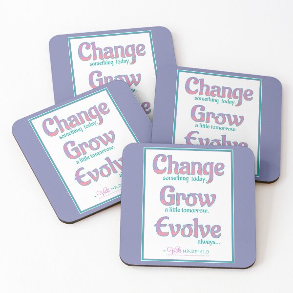 Item preview, Change Grow Evolve : Inspirational Quote - pink mauve gradient with teal ~ Vicki Hadfield designed and sold by Printable Pressies.