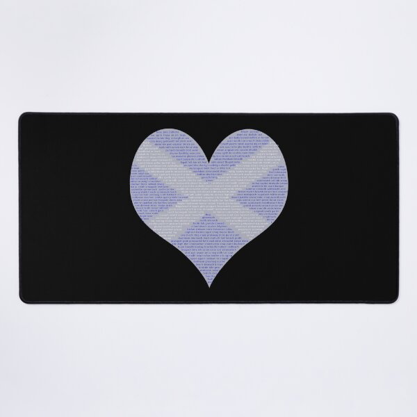 Gaelic Words in a Saltire in a Heart Desk Mat