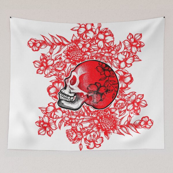 Item preview, White skull and flowers designed and sold by fakeface.