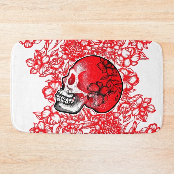Item preview, White skull and flowers designed and sold by fakeface.