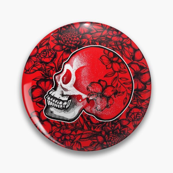Item preview, Red skull and flowers designed and sold by fakeface.