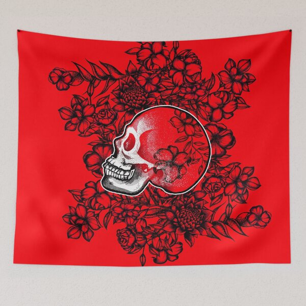Item preview, Red skull and flowers designed and sold by fakeface.