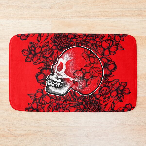 Item preview, Red skull and flowers designed and sold by fakeface.
