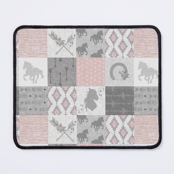 Item preview, BoHo Horse Patchwork in pink and grey designed and sold by SugarPineDesign.