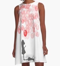 99 rote Ballone Mädchen A-Linien Kleid