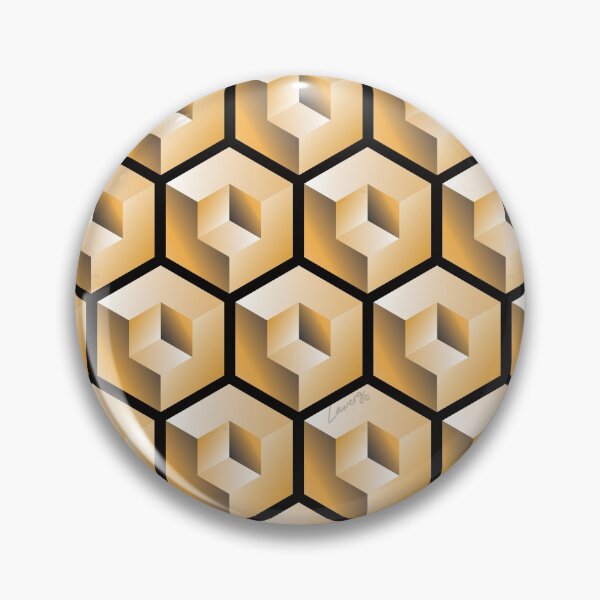 Item preview, 3D GOLD 'CUBE in CUBE' GEOMETRIC PATTERN ILLUSION on Black Background (Cube v3 GOLD on BLACK) © designed and sold by DesignsByLawerg.
