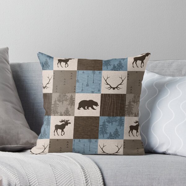 Artikel-Vorschau von Woodland Patchwork - Blau, Braun und Beige, designt und verkauft von SugarPineDesign.