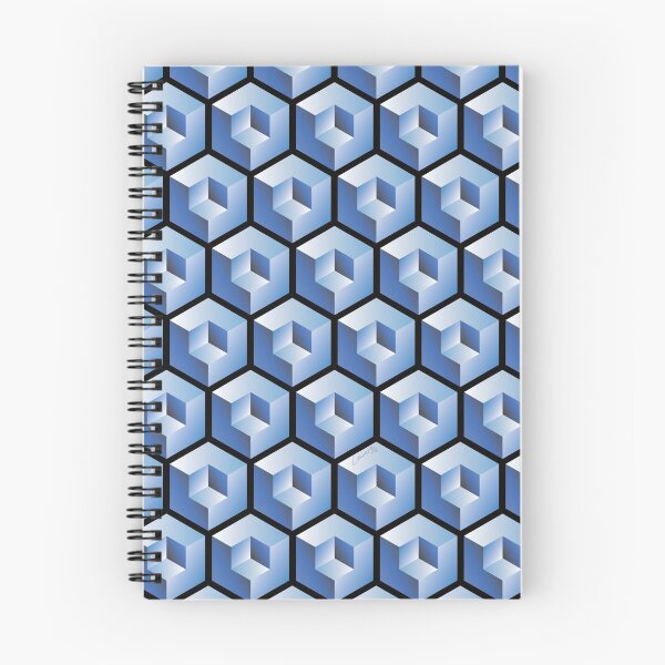 Item preview, 3D BLUE 'CUBE in CUBE' GEOMETRIC PATTERN ILLUSION on Black Background (Cube v3 BLUE on BLACK) © designed and sold by DesignsByLawerg.