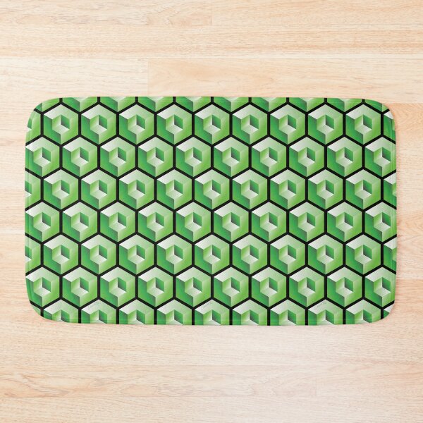 Item preview, 3D GREEN 'CUBE in CUBE' GEOMETRIC PATTERN ILLUSION on White Background (Cube v3 GREEN on BLACK) © designed and sold by DesignsByLawerg.