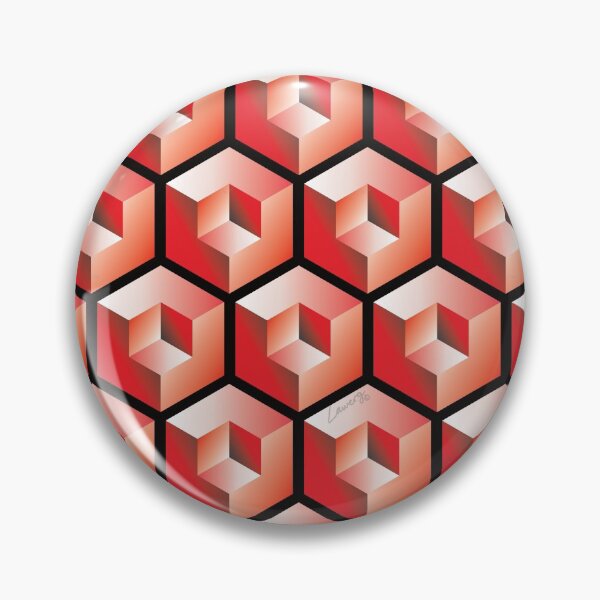 Item preview, 3D RED 'CUBE in CUBE' GEOMETRIC PATTERN ILLUSION on White Background (Cube v3 Red on BLACK) © designed and sold by DesignsByLawerg.
