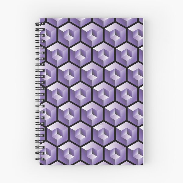 Item preview, 3D PURPLE 'CUBE in CUBE' GEOMETRIC PATTERN ILLUSION on Black Background (Cube v3 PURPLE on BLACK) © designed and sold by DesignsByLawerg.
