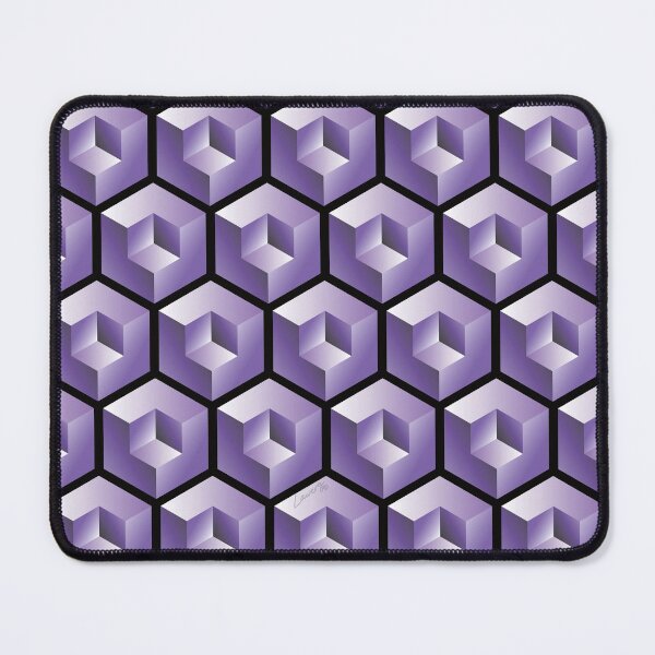 Item preview, 3D PURPLE 'CUBE in CUBE' GEOMETRIC PATTERN ILLUSION on Black Background (Cube v3 PURPLE on BLACK) © designed and sold by DesignsByLawerg.