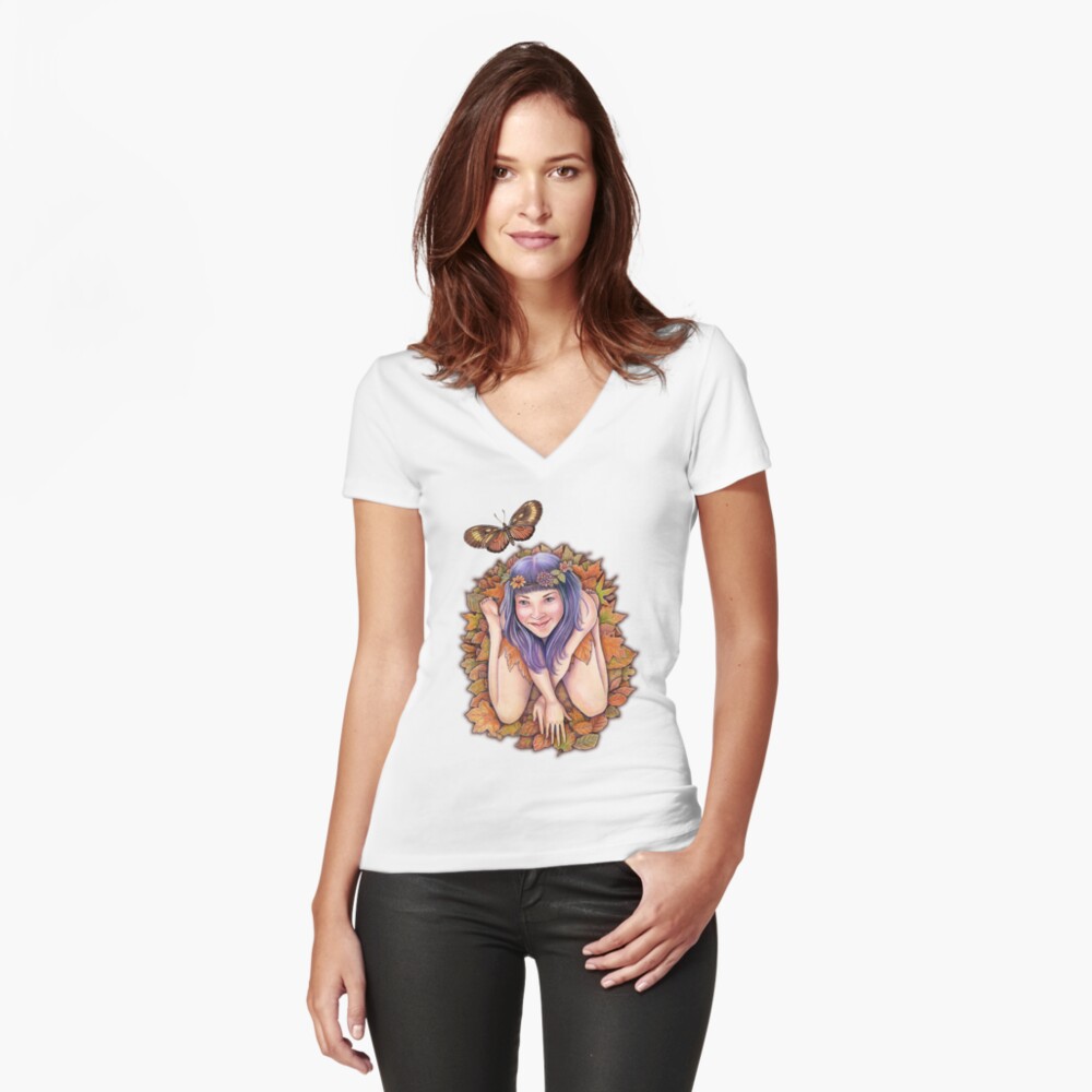 Vista previa del artículo con la obra «Camiseta entallada de cuello en V», diseñado y vendido por martasarmiento.