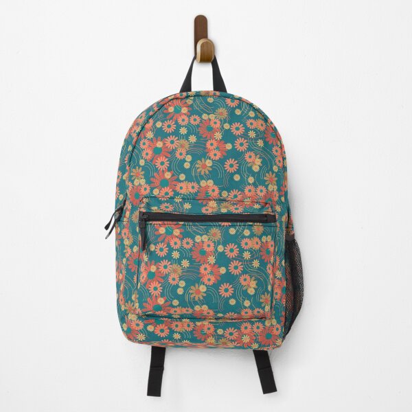 Item preview, Yellow, orange and coral daisies on the emerald background  designed and sold by Labambapattern.
