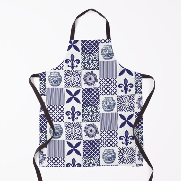 Item preview, Hamptons Navy Blue White Patchwork Tiles Pattern designed and sold by HotHibiscus.