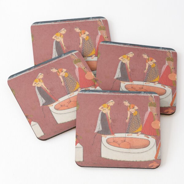 Item preview, Madhava Plays his Vina before Five Women Drawing Water from a Well designed and sold by HinduArtGallery.