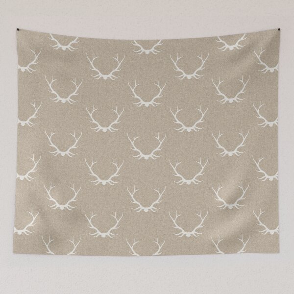 Item preview, Antlers - White on Tan Linen designed and sold by SugarPineDesign.