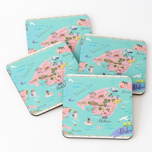 Item preview, Baleares Islands illustrated Map designed and sold by taika tori.