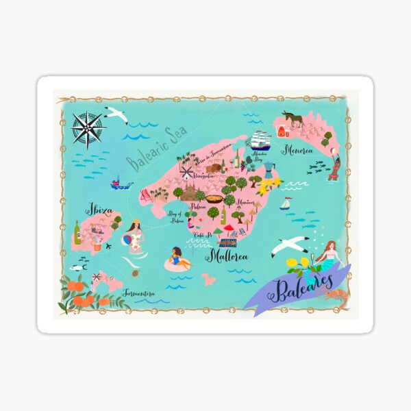 Item preview, Baleares Islands illustrated Map designed and sold by taika tori.