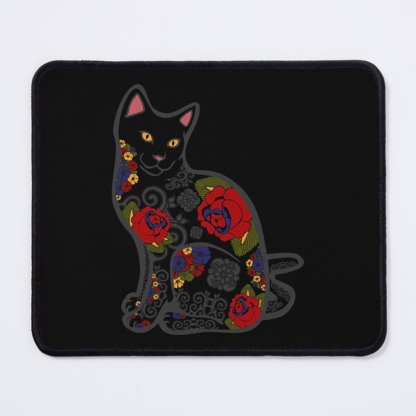Item preview, Black Cat with Flower Tattoos designed and sold by Epitome Girl.