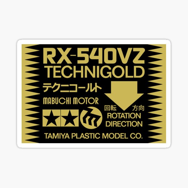Aperçu de l'œuvre Étiquette du moteur RC Tamiya Technigold créée et vendue par RC Racing Legends.