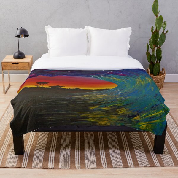 Seas the Day Tropical Ocean Wave Throw Blanket