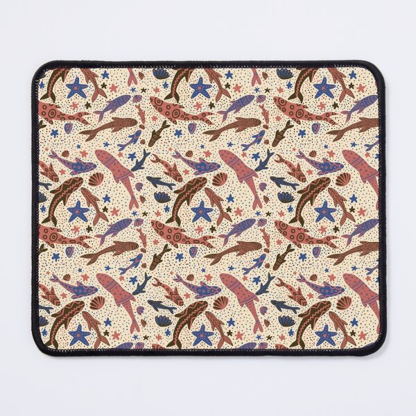 Item preview, Fish, stars and shells on beige  designed and sold by Labambapattern.