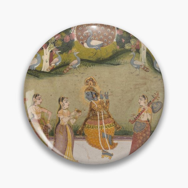 Item preview, Krishna Playing the Flute to Seven Gopis Holding Musical Instruments designed and sold by HinduArtGallery.