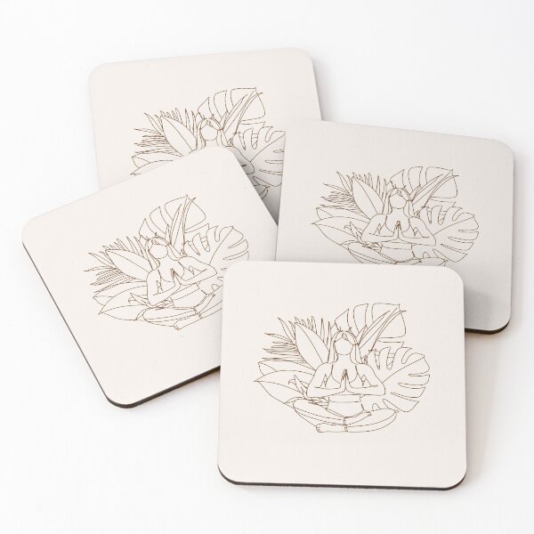 Item preview, Yoga woman Line art. Line Drawing Woman Art Print. Tropical print designed and sold by OneLinePrint.