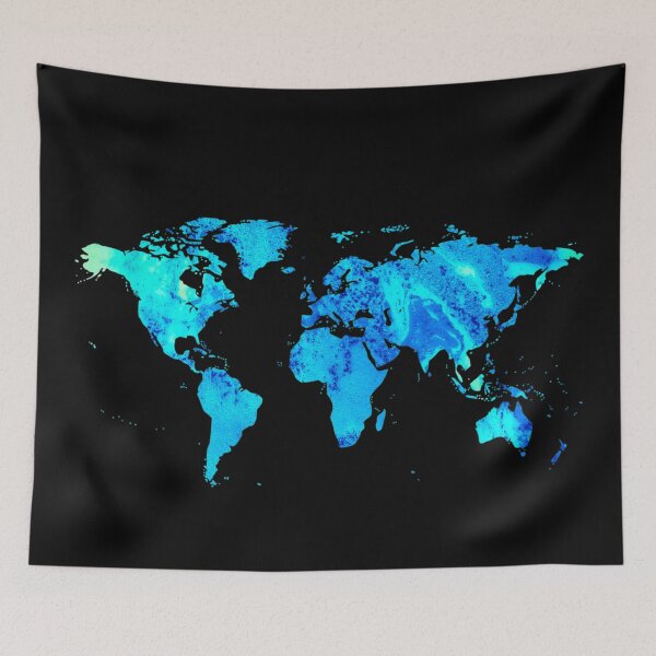 Item preview, World Map Abstract Blue Color Texture  designed and sold by Kiki Art.