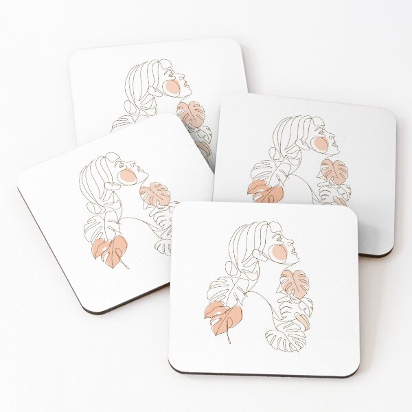 Item preview, Woman monstera  leaves one line drawing art. Continuous line style. Abstract minimal  illustration designed and sold by OneLinePrint.