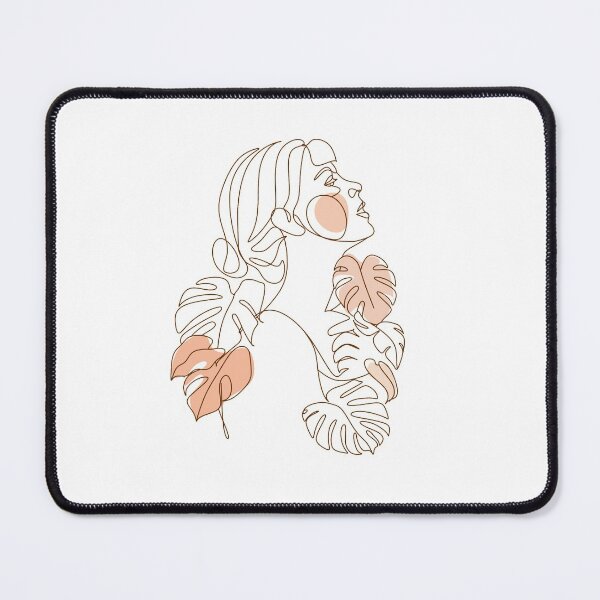 Item preview, Woman monstera  leaves one line drawing art. Continuous line style. Abstract minimal  illustration designed and sold by OneLinePrint.