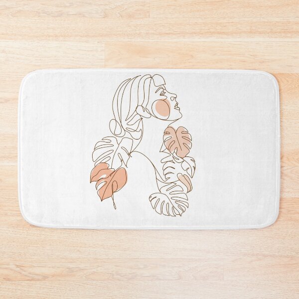 Item preview, Woman monstera  leaves one line drawing art. Continuous line style. Abstract minimal  illustration designed and sold by OneLinePrint.