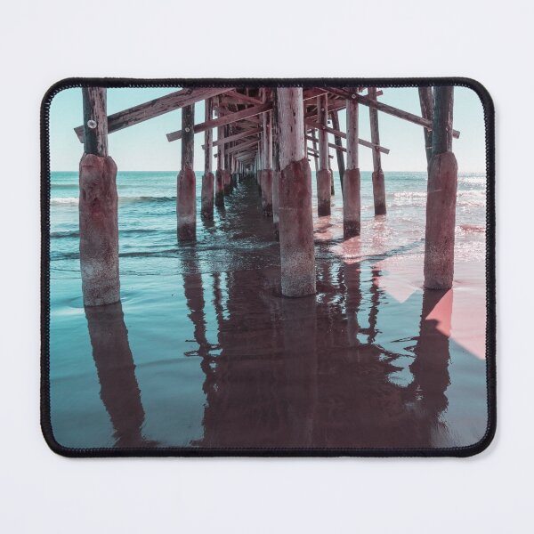 Item preview, Silky Reflections in Mint Green and Pink - Californian Cool Under the Newport Beach Pier designed and sold by Georgia Mizuleva.