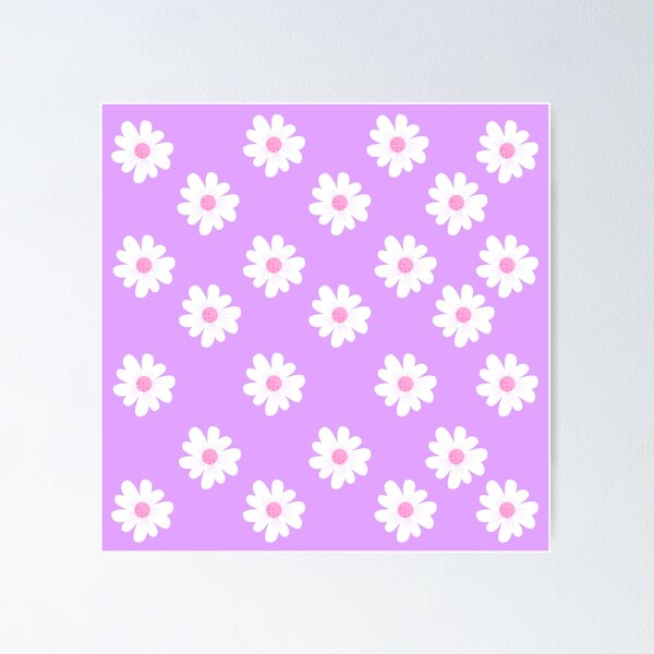 Aperçu de l'œuvre Motif floral de printemps blanc sur fond lilas lumineux créée et vendue par DivineMoonlight.