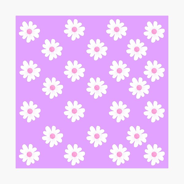 Item preview, White Spring Floral Pattern on Bright Lilac Background designed and sold by DivineMoonlight.