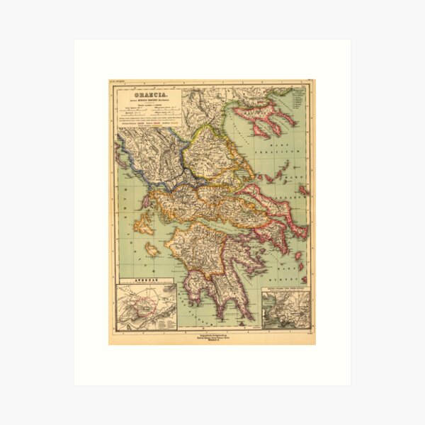 Vintage Map of Greece (1903) Art Print