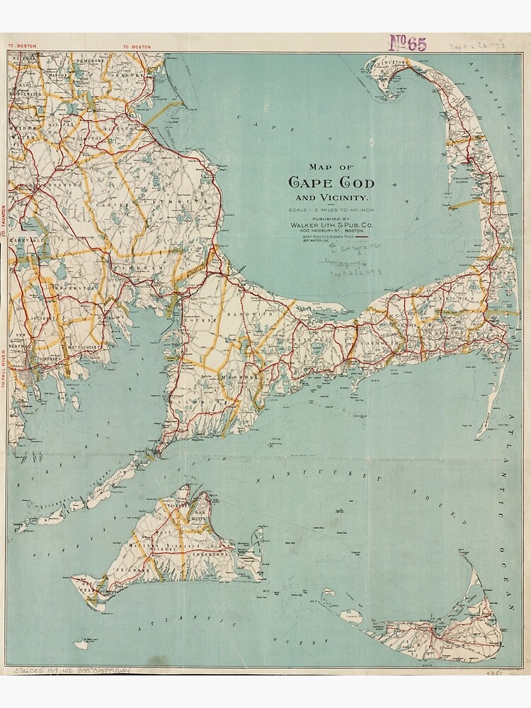 Thumbnail 3 of 3, Photographic Print, Vintage Map of Cape Cod (1917) designed and sold by BravuraMedia.