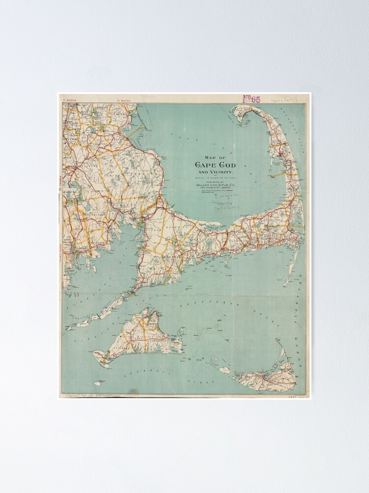 Framed Map Of Cape Cod Vintage Map Of Cape Cod (1917) " Poster By Bravuramedia | Redbubble